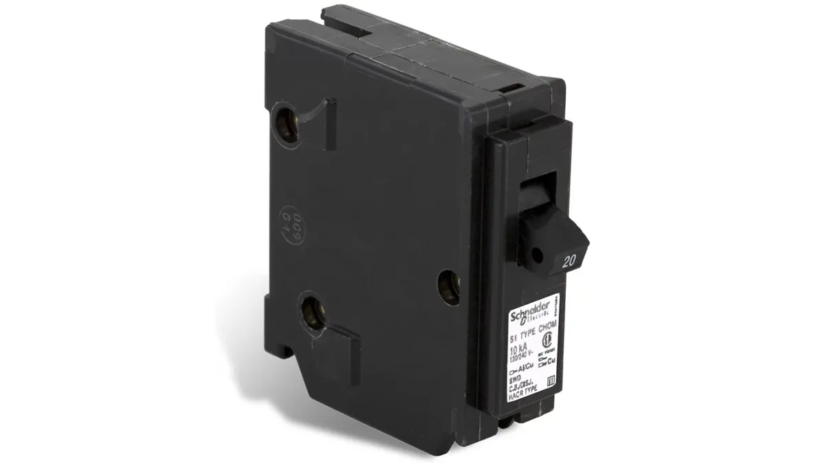 CHOM120 - HomeLine 20 Amp 1 Pole 120 Volt Plug-In Circuit Breaker — Schneider (3in, 1in)