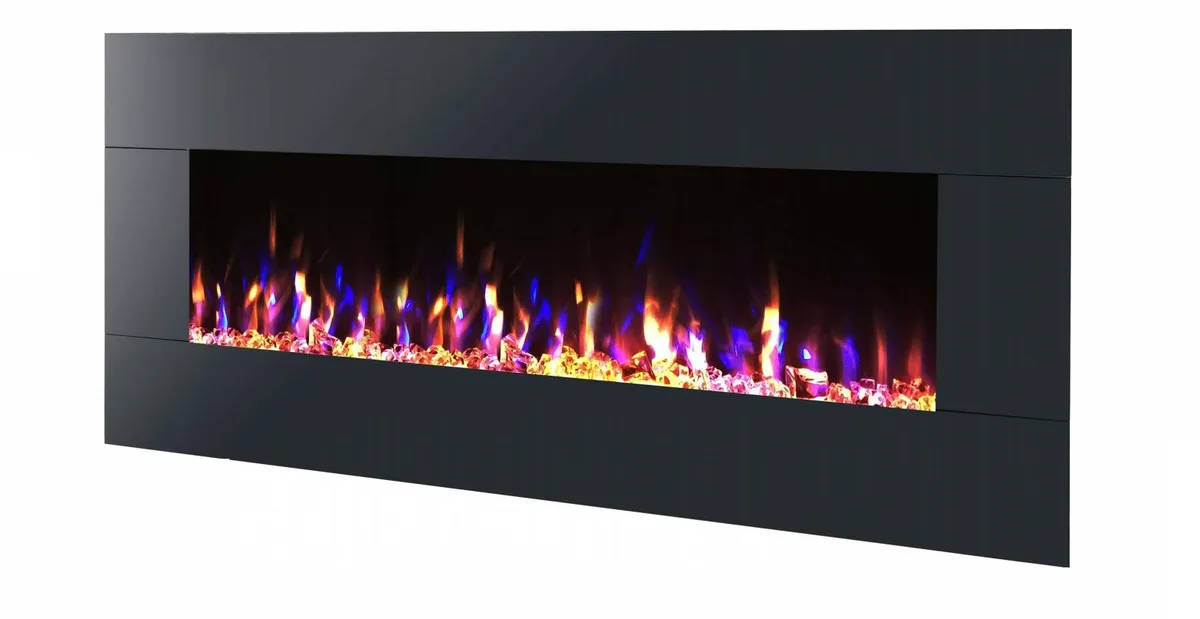 Panther 50" LED Electric Fireplace with heating & 3 colors LED lights for flames, Wall Mounted or Built-in — Ortech (750W, 1500W)