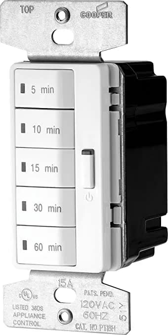 Eaton PT18M-W-K 1800W 15A Programmable Timer, 120 V, 5, 10, 15, 30, 60 Min Off, White — EATON (1800W)