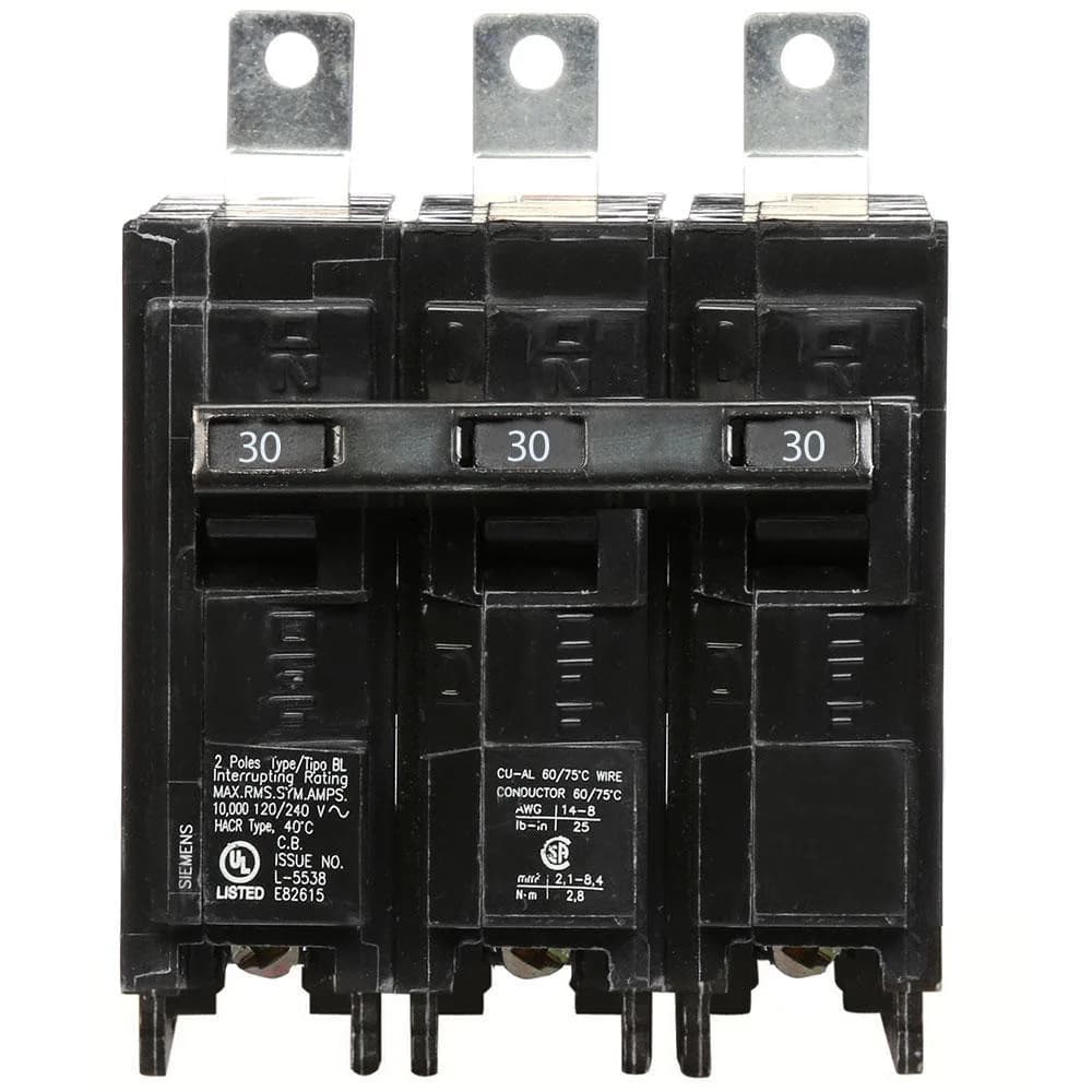 Siemens B330 30 Amp 3 Pole Bolt-On Circuit Breaker — Siemens (5in, 3in)