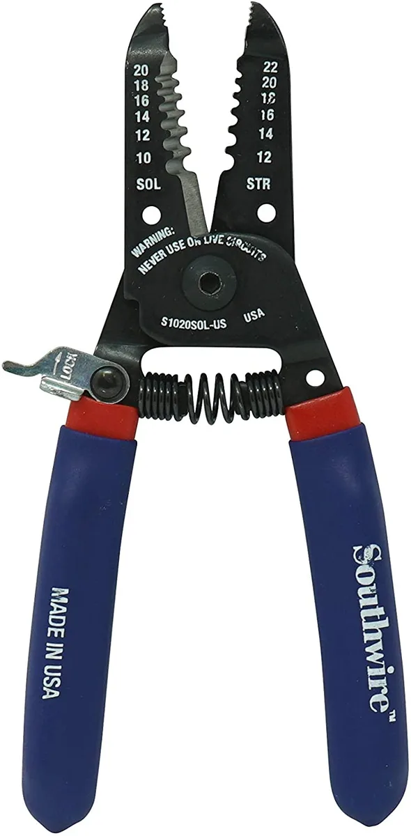 Southwire S1020SOL-US 10-20 AWG SOL & 12-22 AWG STR Compact Handles Wire Stripper and Cutter — Southwire