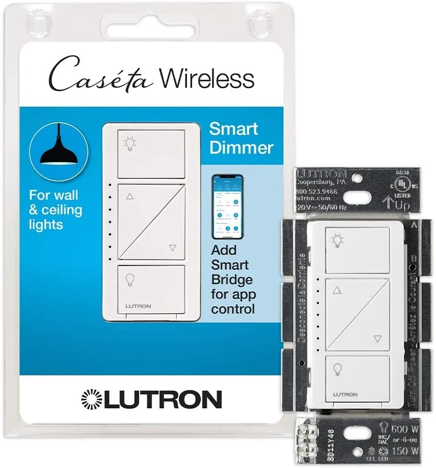Lutron Caseta Smart Home Dimmer Switch, Works with Alexa and the Google Assistant — LUTRON (150W, 600W)