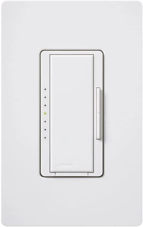 Lutron Maestro LED Dimmer with Switch for Dimmable LED/Halogen/Incandescent Bulbs, Single-Pole or 3-Way, White — LUTRON