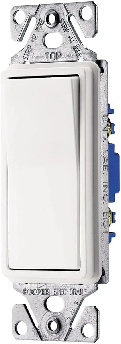 EATON 7503W-BOX 3-Way Decorative Standard Rocker Switch, 120/277 Vac, 15 A, 3 Way, White — Eaton