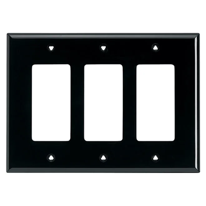 Eaton 3-Gang Black Polycarbonate Triple Decorator Wall Plate — EATON