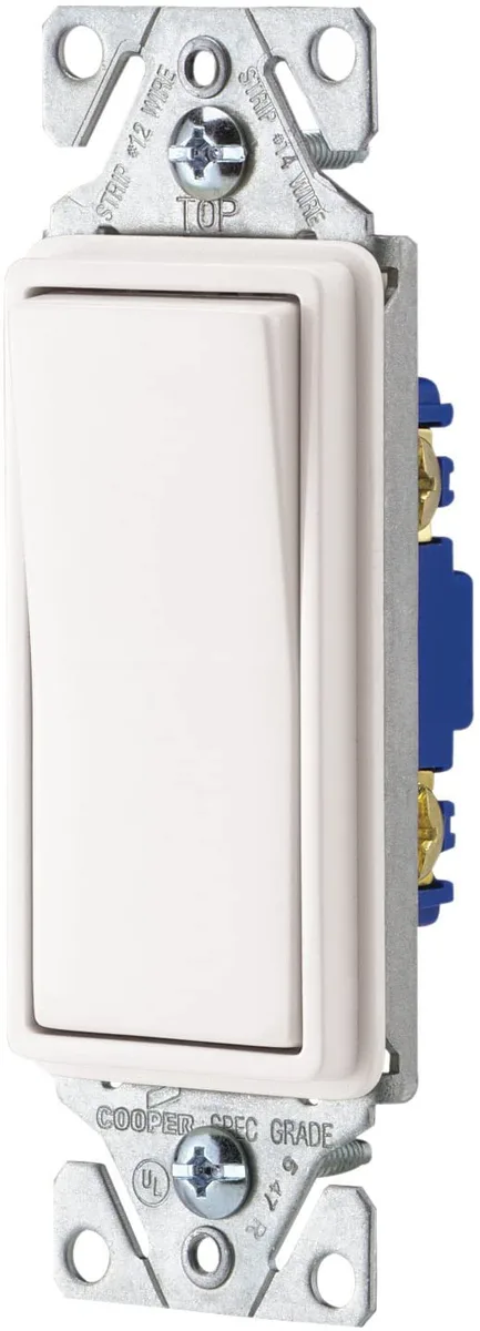 Eaton 7501W Single-Pole Switch White LED Rocker Light Switch — EATON
