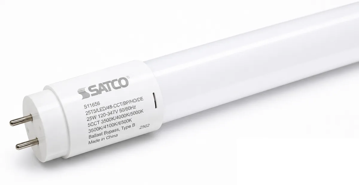 SATCO S11656 25W 4FT T5 LED Tube – 5CCT Type B Ballast Bypass — Satco (25W, 3000K)
