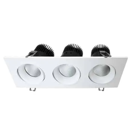Votatec VO-SP3.5W36-120-D-5WAY-3H /WH 3.5 Inch 3-Head Square White Regressed Gimbal LED Pot Light 36W 5CCT 120V — VOTATEC (36W, 2700K)