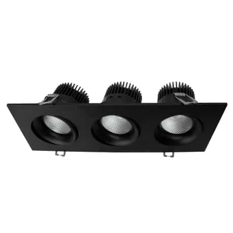 Votatec VO-SP3.5W36-120-D-5WAY-3H /BK 3.5 Inch 3-Head Square Black Regressed Gimbal LED Pot Light 36W 5CCT 120V — VOTATEC (36W, 2700K)
