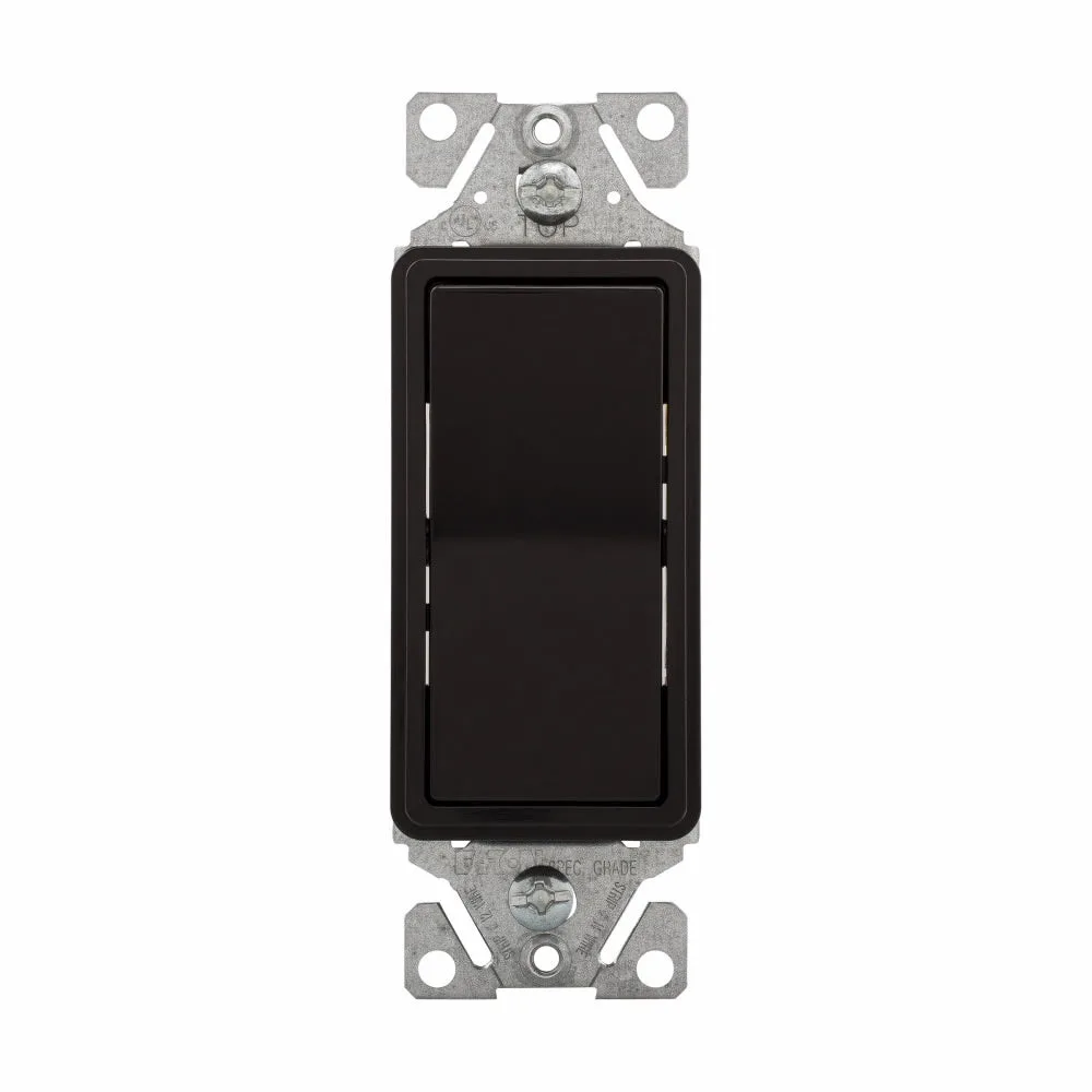 Eaton 7503BK-SP-C 15Amp 120/277V 3-Way Decorator Standard Grade Switch - Back Wire/Push Wire, Black — EATON
