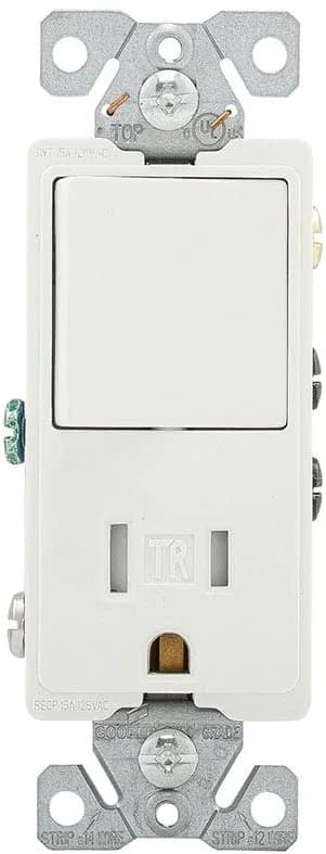 EATON Wiring TR7730W 15-Amp Receptacle 120-Volt Decorator Combination Single-Pole — EATON