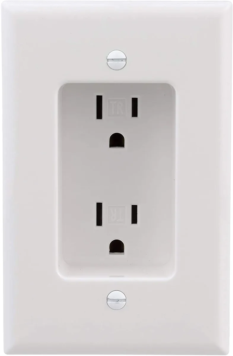 Eaton TR780W 15-Amp 3-Wire 125-Volt Tamper Resistant Recessed Duplex Receptacle 2-Pole, White — EATON