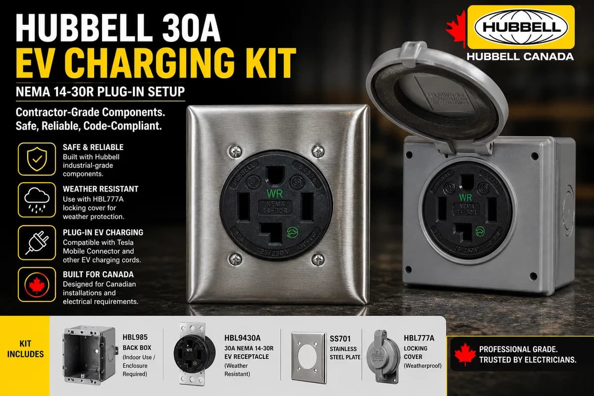 Hubbell 30A EV Charging Installation Kit – NEMA 14-30R Plug-In Setup Canada — Hubbell