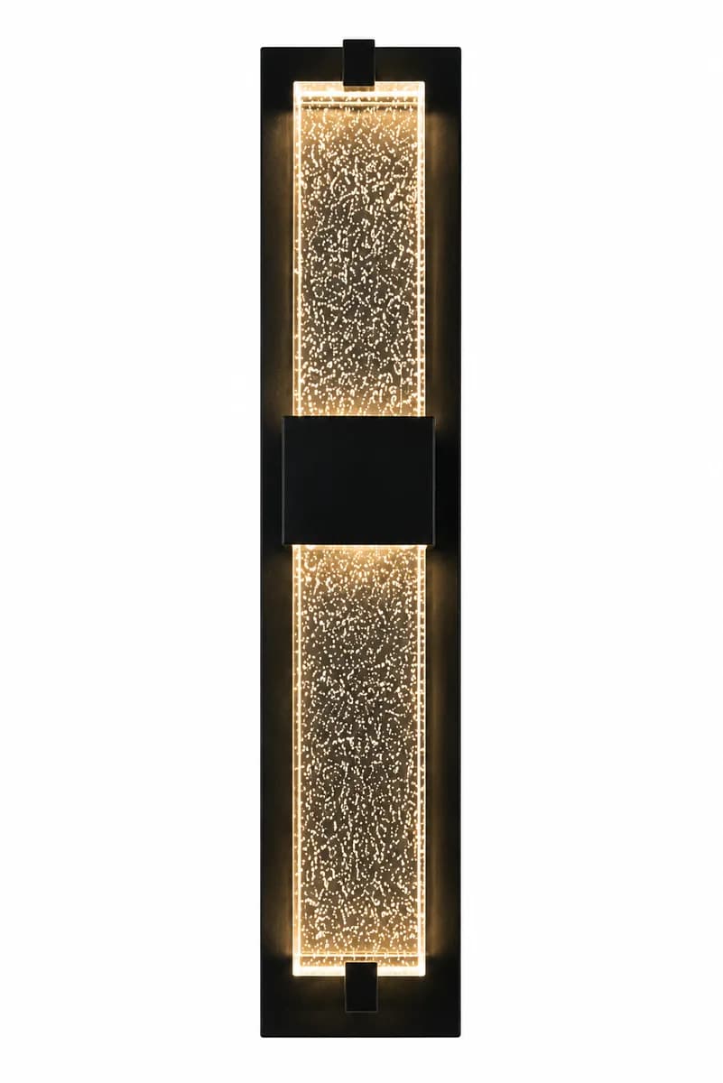 18" LED Crystal Bubble Glass Outdoor Wall Sconce – 5CCT Wet Location Rated — ECOTEK (20W, 2700K)