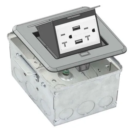 Ortech Nickel plated brass square pop-up Floor Box FB-SS4400SN — ORTECH