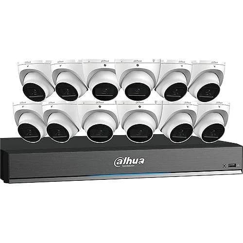 Dahua C868E124A HDCVI Security System, 13-Piece, Includes (12) Eyeball Cameras and (1) 4K 16-Channel Analytics+ DVR — Dahua Technology