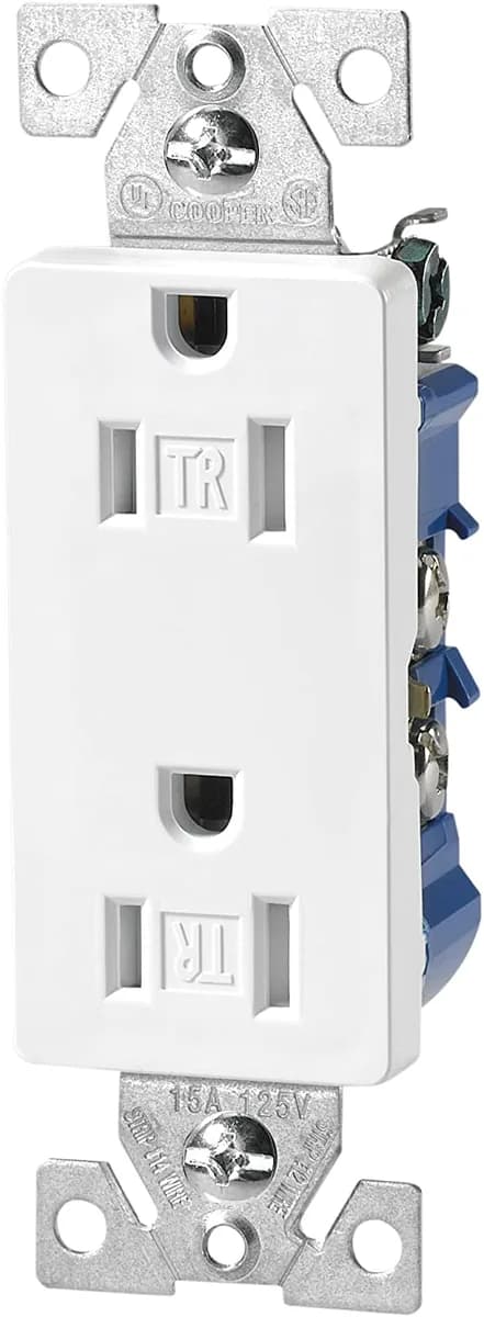 Eaton TR1107W TR Deco Receptacle with 15Amp, 125V, White — EATON