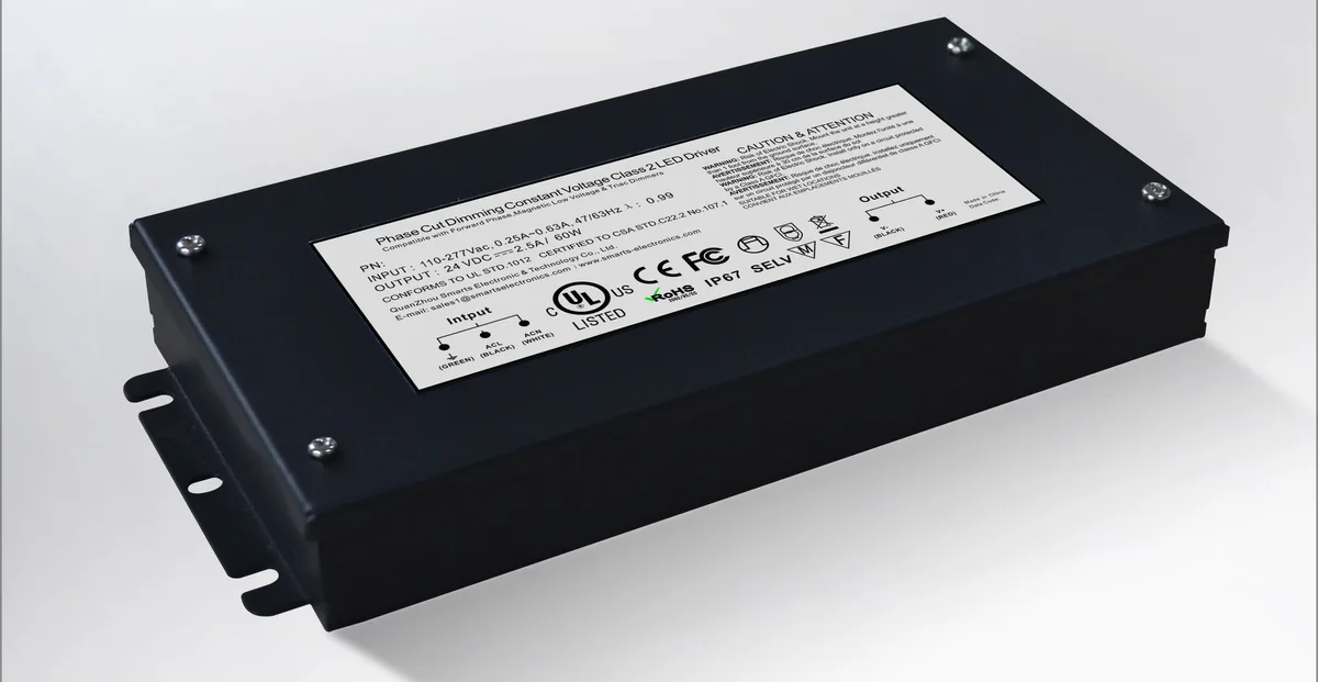 30W 24VDC Non-Dimmable Class 2 Type HL 110-277VAC constant voltage LED driver UL/cUL. — Certified (30W, 60W)