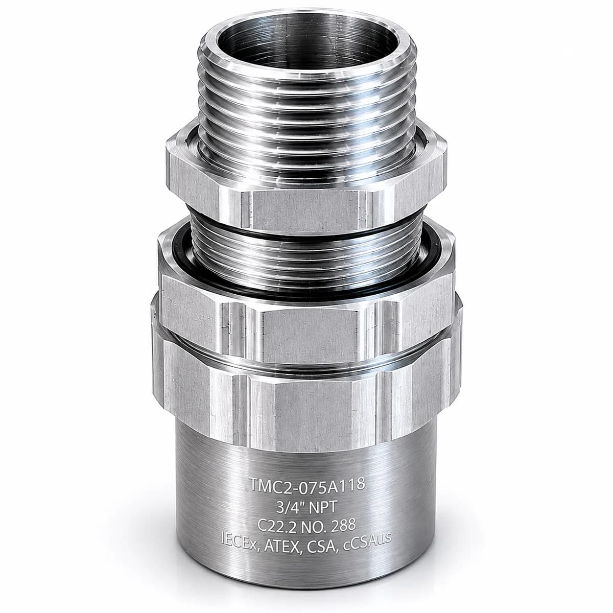TMC2-075A118 3/4" NPT Aluminum 8/3 & 6/3 TECK90 Cable Connector — CMP (4in, 1in)