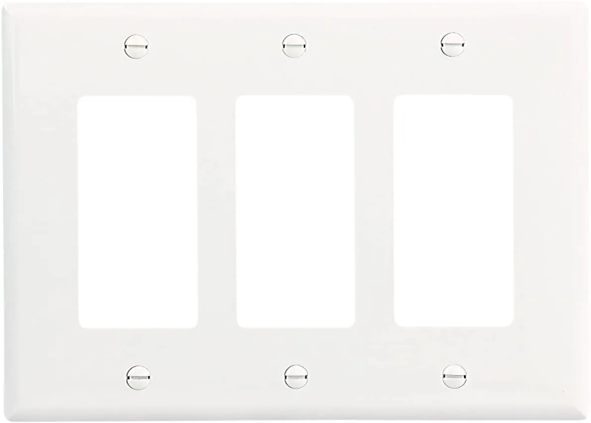 Cooper Wiring Devices PJ263W Mid-Size Polycarbonate 3-Gang Decorator GFCI Wallplate, White Color — EATON (8in)