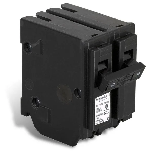 Homeline 40-Amp CHOM Double-Pole Plug-On Circuit Breaker — Schneider (1in)