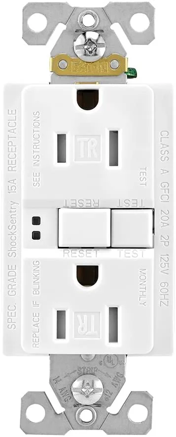 Eaton TRSGF15W-Box 15amp GFCI Tamper Resistant Duplex Receptacle — EATON