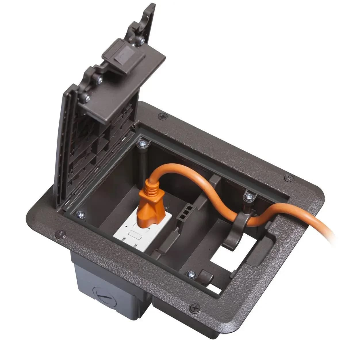TayMac DOCK320ZCN Deck/Floor Cover+Outdoor Box & 15Amp GFCI Kit, 1-Gang, Bronze-UL Certified — Hubbell