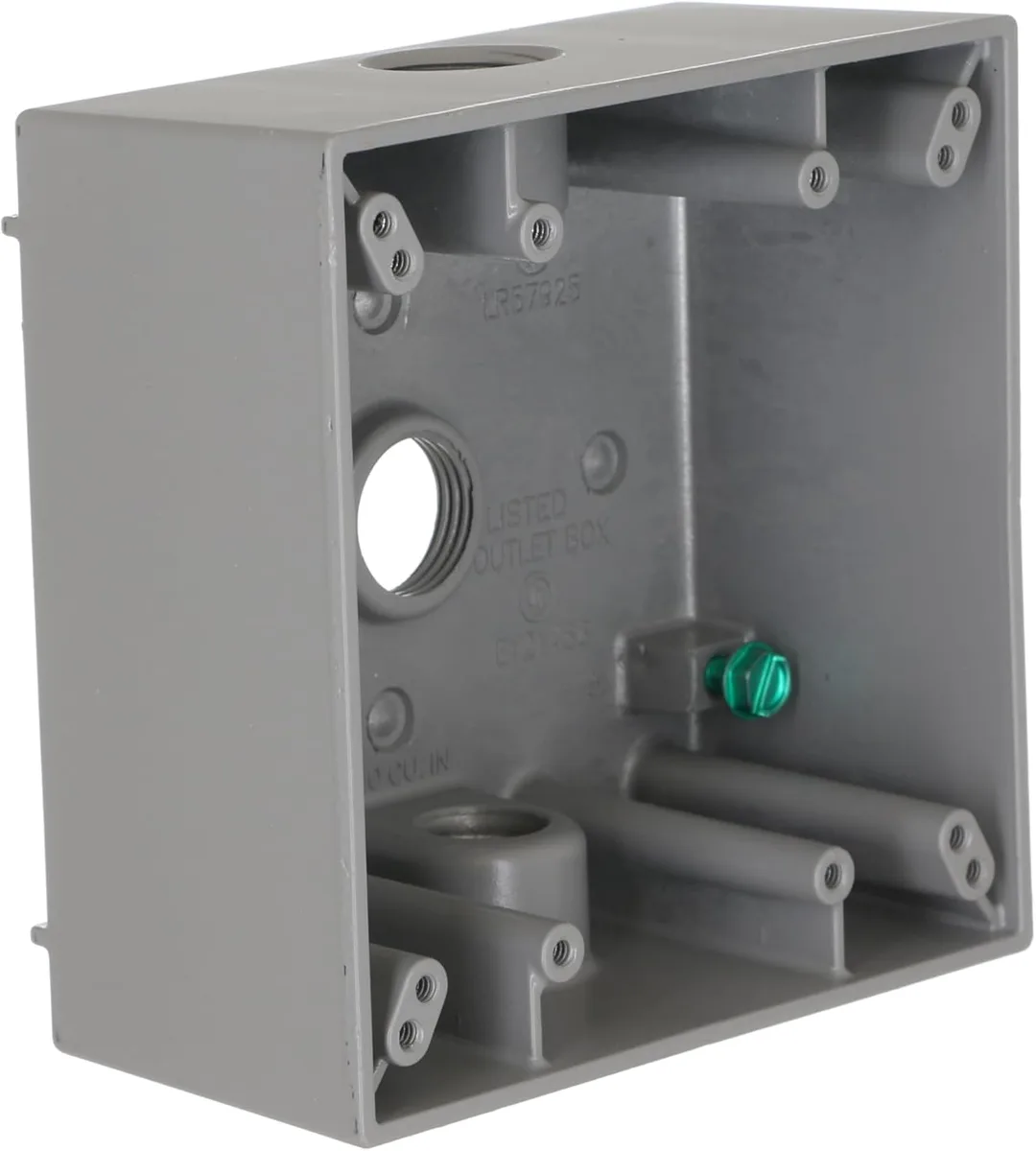 Hubbell-Bell Outdoor 5333-0 2-Gang Weatherproof Box, Three 1/2 in. Threaded Outlets, Gray — Hubbell (2in)