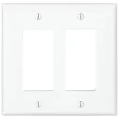 Eaton PJ262W 2-Gang Decora/GFCI Decora Wallplate, Midway Size, White — Eaton