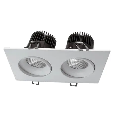 Votatec VO-SP3.5W24-120-D-5WAY-2H /WH 3.5 Inch 2-Head Square White Regressed Gimbal LED Pot Light 24W 5CCT 120V — VOTATEC (24W, 2700K)