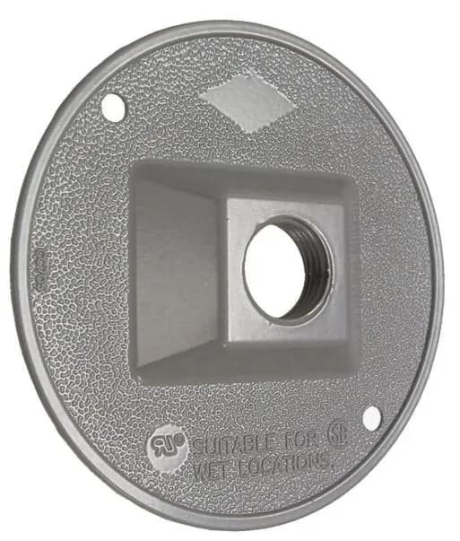 Hubbell Bell 5193-0 Round Weatherproof Cluster Cover, One 1/2 in. Threaded Outlet, Gray — Hubbell (2in)