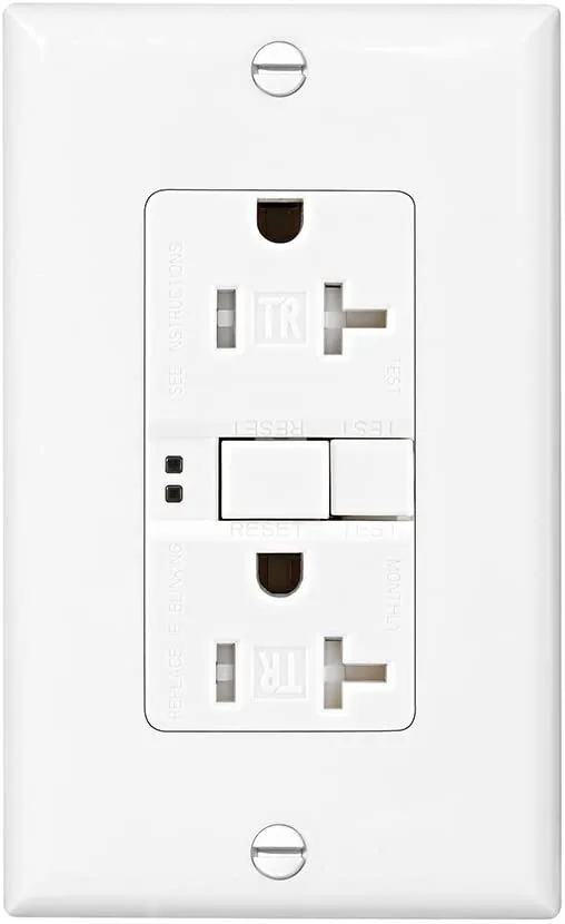 Eaton GFCI Self-Test 20A -125V Tamper Resistant Duplex Receptacle with Standard Size Wallplate, White — EATON