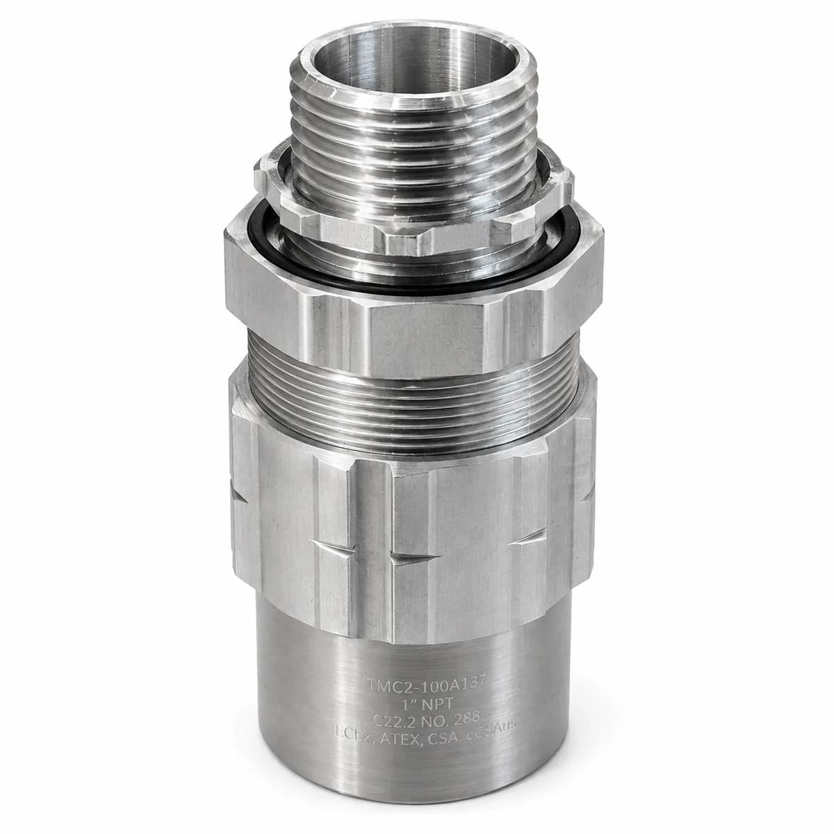 CMP TMC2-050A075 1/2" NPT Aluminum TECK Connector | For 14/2, 14/3 & 12/3 TECK Cable — CMP (2in, 1in)