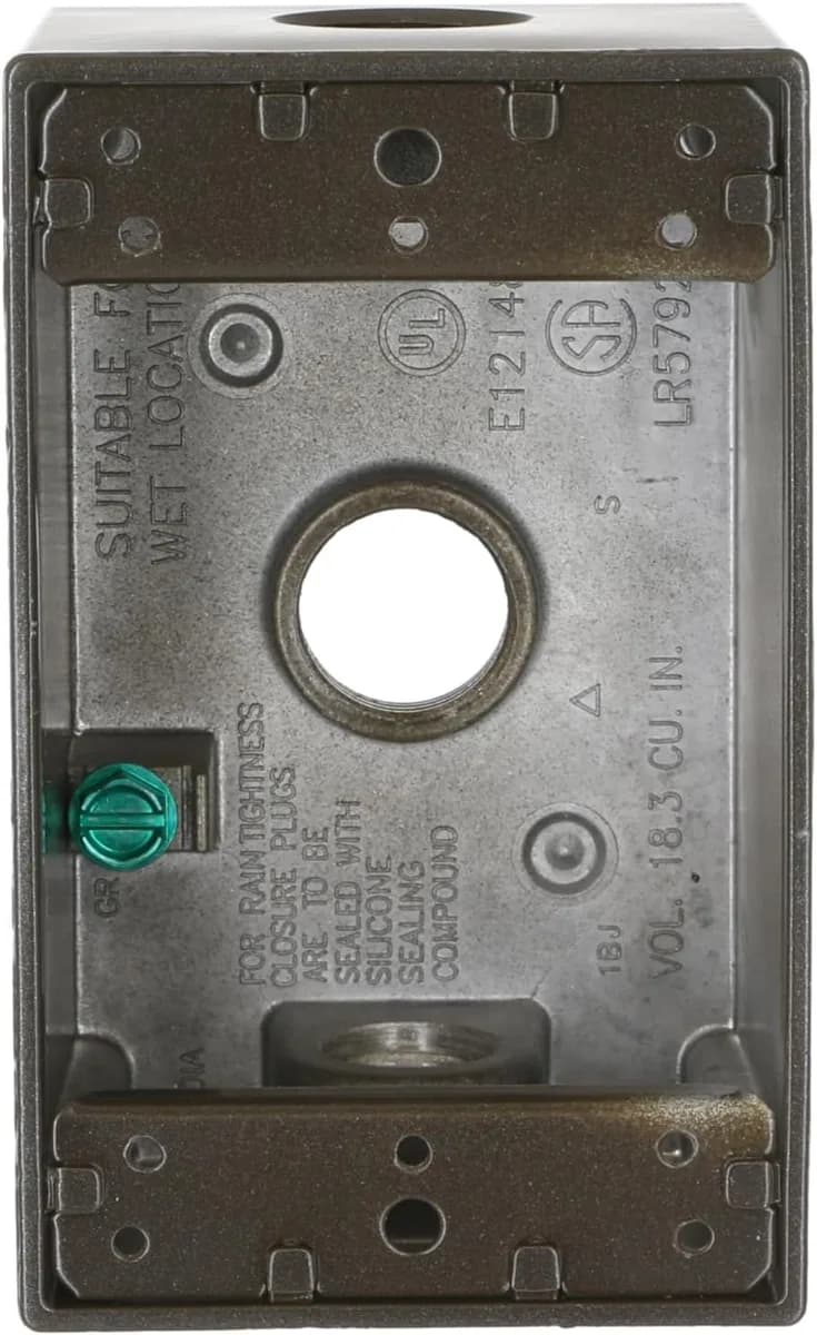 Hubbell-Bell Outdoor 5320-2 Single Gang 3-1/2-Inch Outlets Weatherproof Box Bronze — Hubbell (2in)