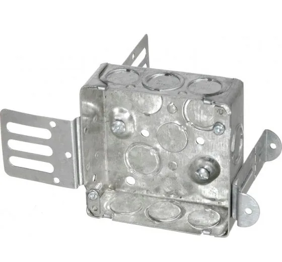 52171-KSSX 4″ Square Steel Stud Box With Knockouts — Ortech (4in, 2in)