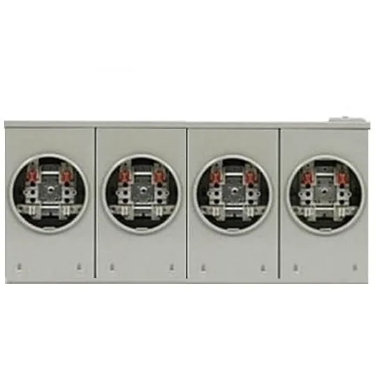 Hydel H44RH - Meter Sockets - 4 gang - 400 Amp main - 600V - 200 per position - 4 Meter Positions - Right Hand Entry - 4 Jaw meter socket — Hydel