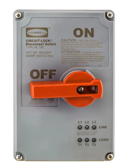 Disconnect Switches, Replacement Coverwith LED Phase Indication, 30A, NEMA 4X — Hubbell