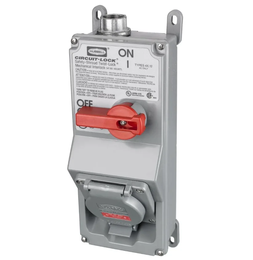 HUBBELL CANADA ULC HBLMITL Twist-Lock® Mechanical Interlocked Switched Enclosure 30 A 1 NO, 1 NC — Hubbell