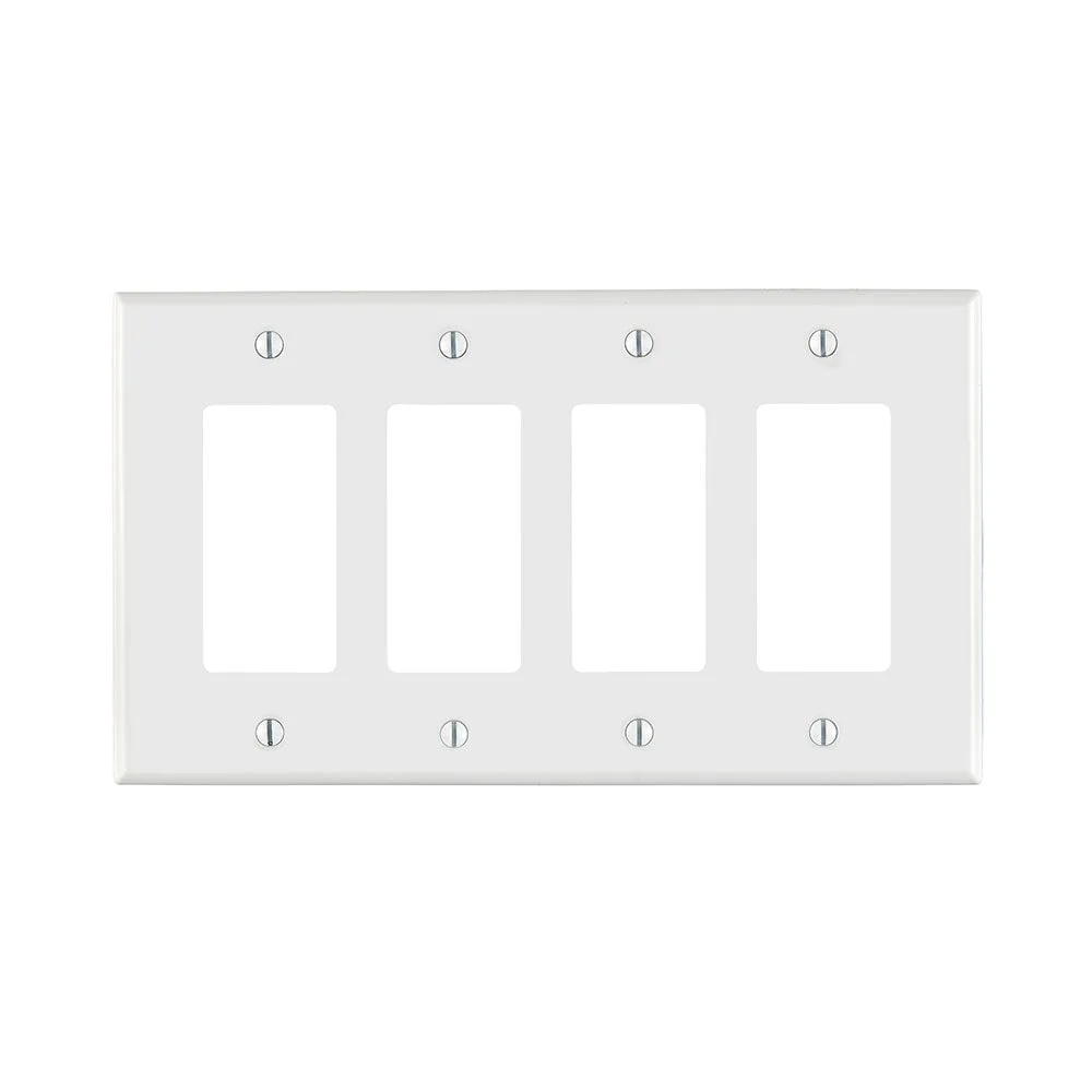 Leviton PJ264 4-Gang, Midway Size, Thermoplastic Nylon, Device Mount, Decora/GFCI Device Decora Wallplate/Faceplate — LEVITON