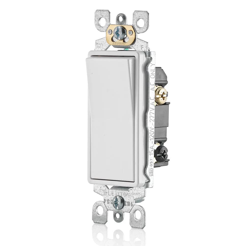Leviton 5603-P2W Decora Rocker 3-Way AC Quiet Switch, Self-grounding — LEVITON