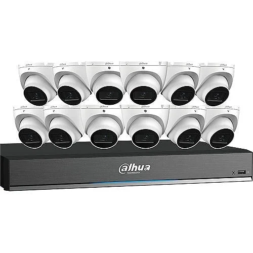 Dahua C868E124A HDCVI Security System, 13-Piece, Includes (12) Eyeball Cameras and (1) 4K 16-Channel Analytics+ DVR — Dahua Technology