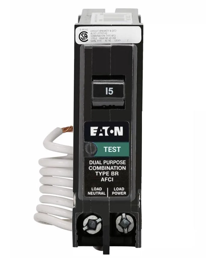 Eaton BRN115AFC 15 Amp Single Pole Type BR Combination Arc Fault (AFCI) Breaker