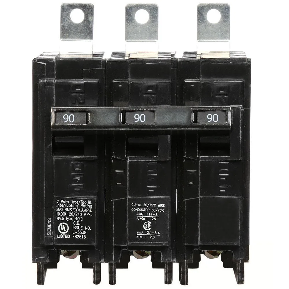 Siemens B390 90 Amp 3 Pole Bolt-On Circuit Breaker — Siemens (5in, 3in)