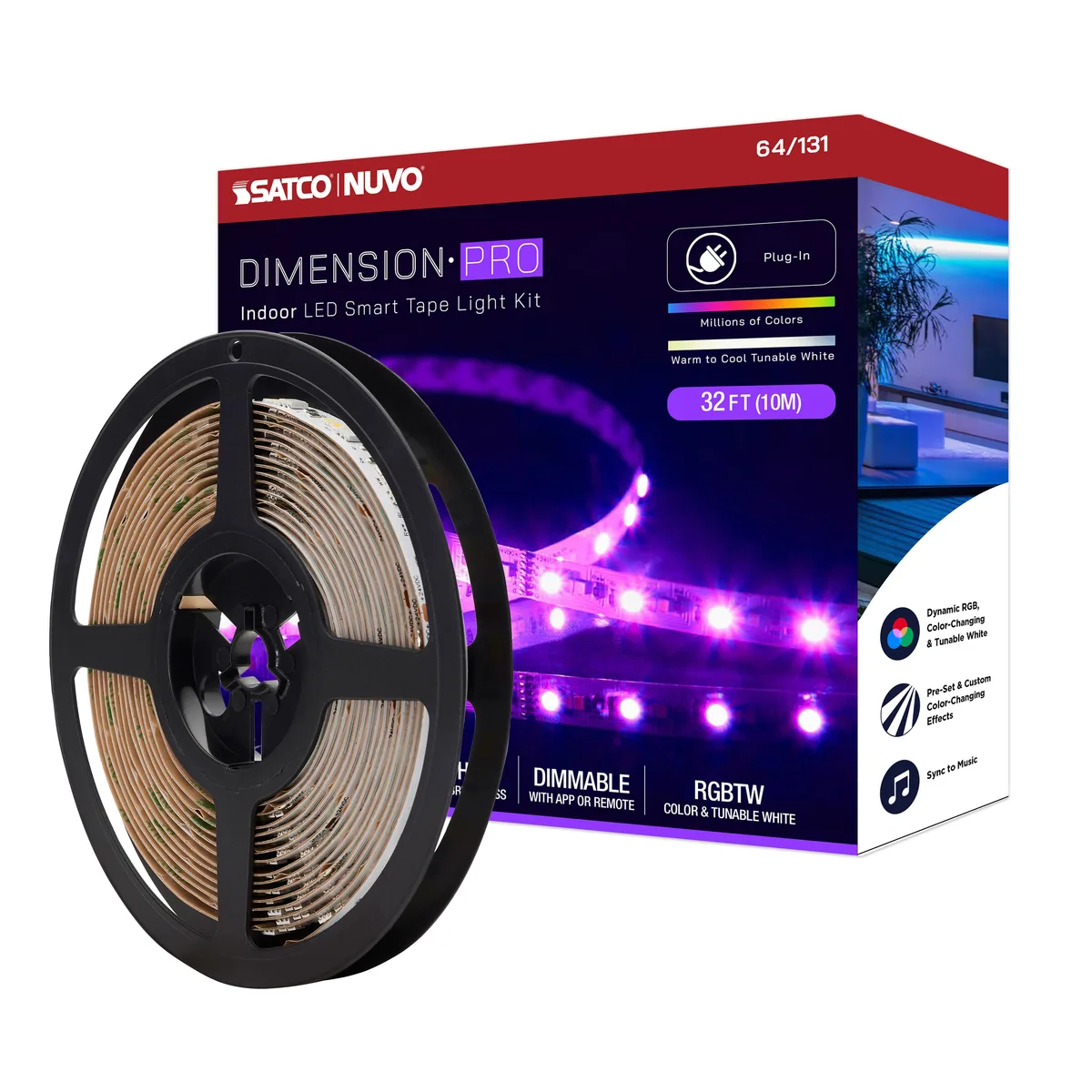 Satco Nuvo 64/131 Starfish Smart LED Tape Light Kit 32 ft RGB + Tunable White 24V