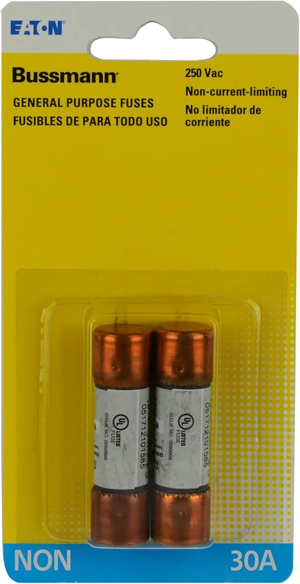 Eaton Bussmann BP/NON-30 One-Time Cartridge Fuse 30A 250V Class K5 (2-Pack)