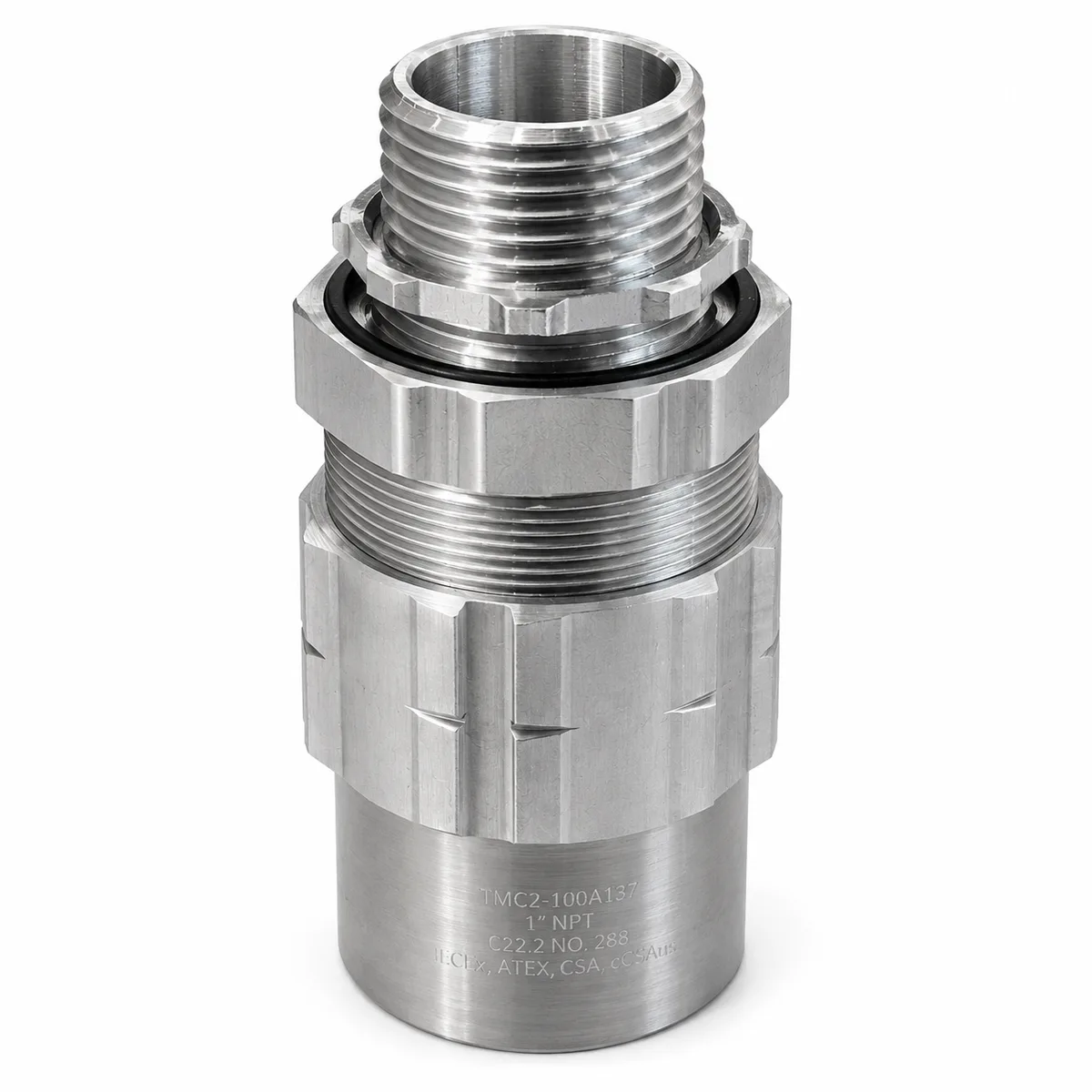 CMP TMC2-050A075 1/2" NPT Aluminum TECK Connector | For 14/2, 14/3 & 12/3 TECK Cable — CMP (2in, 1in)
