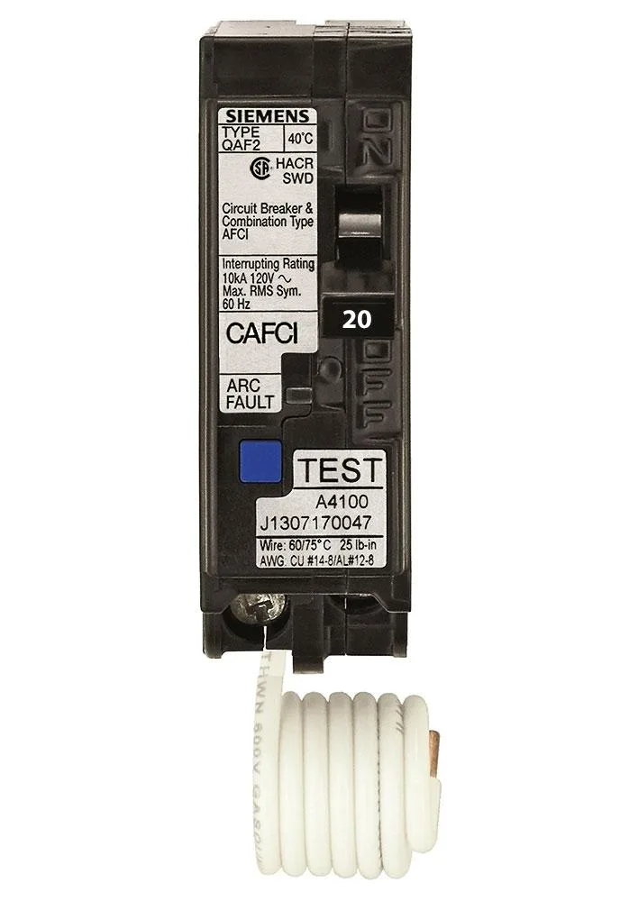 Siemens QA120AFCCSA 20 Amp Single Pole Combination Arc Fault (AFCI) Breaker