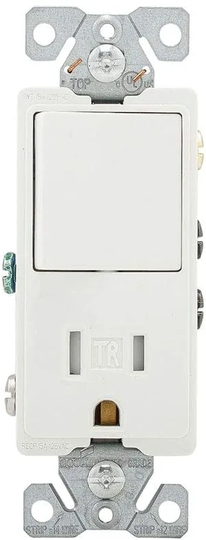 EATON Wiring TR7730W 15-Amp Receptacle 120-Volt Decorator Combination Single-Pole — EATON