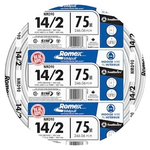 Southwire 47174875 Romex SIMpull NMD90 14/2 Copper Wire - White 75M